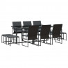 Zestaw do jadalni w ogrodzie 11 pcs Czarny Stal