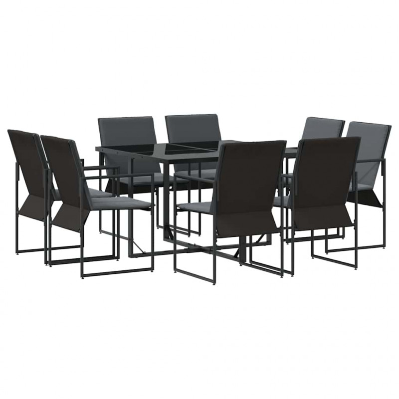 Zestaw do jadalni w ogrodzie 9 pcs Czarny Stal