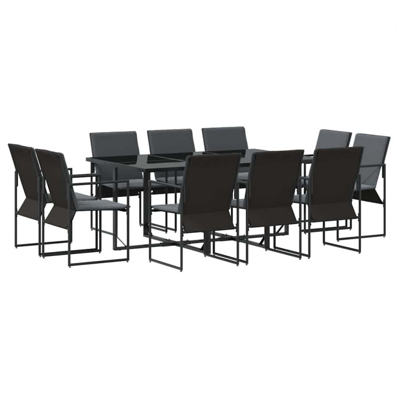 Zestaw do jadalni w ogrodzie 11 pcs Czarny Stal