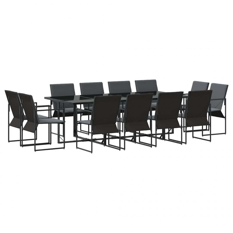 Zestaw do jadalni w ogrodzie 13 pcs Czarny Stal