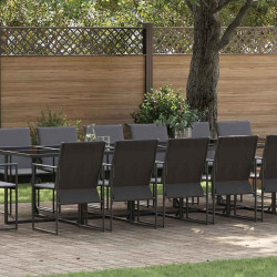 Zestaw do jadalni w ogrodzie 17 pcs Czarny Stal