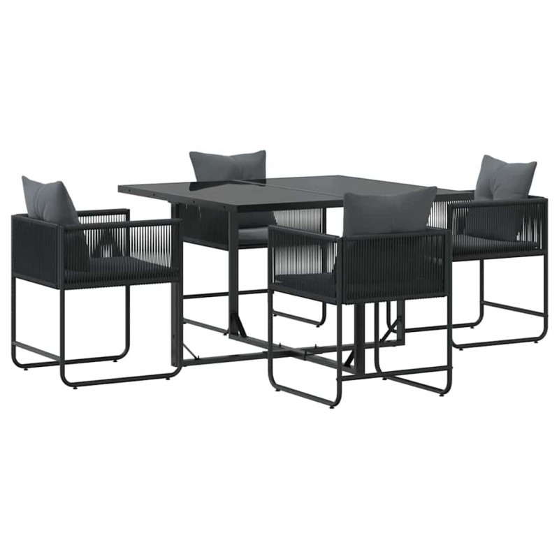 Zestaw do jadalni w ogrodzie 5 pcs Czarny Stal