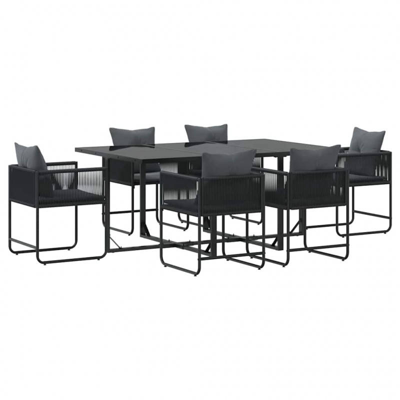 Zestaw do jadalni w ogrodzie 7 pcs Czarny Stal