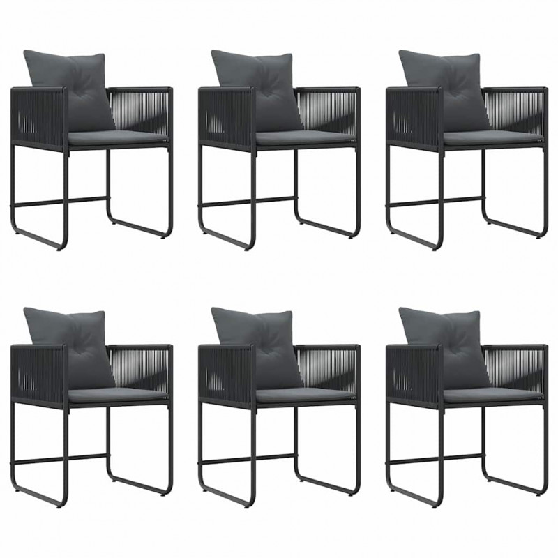 Zestaw do jadalni w ogrodzie 7 pcs Czarny Stal