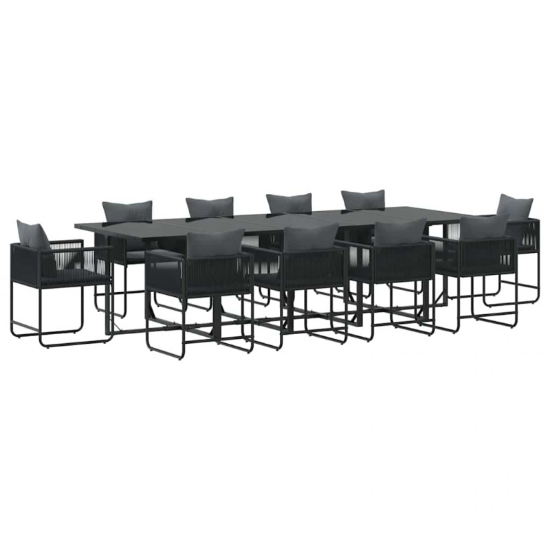 Zestaw do jadalni w ogrodzie 11 pcs Czarny Stal