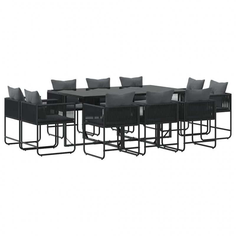 Zestaw do jadalni w ogrodzie 11 pcs Czarny Stal