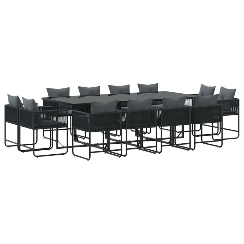 Zestaw do jadalni w ogrodzie 13 pcs Czarny Stal