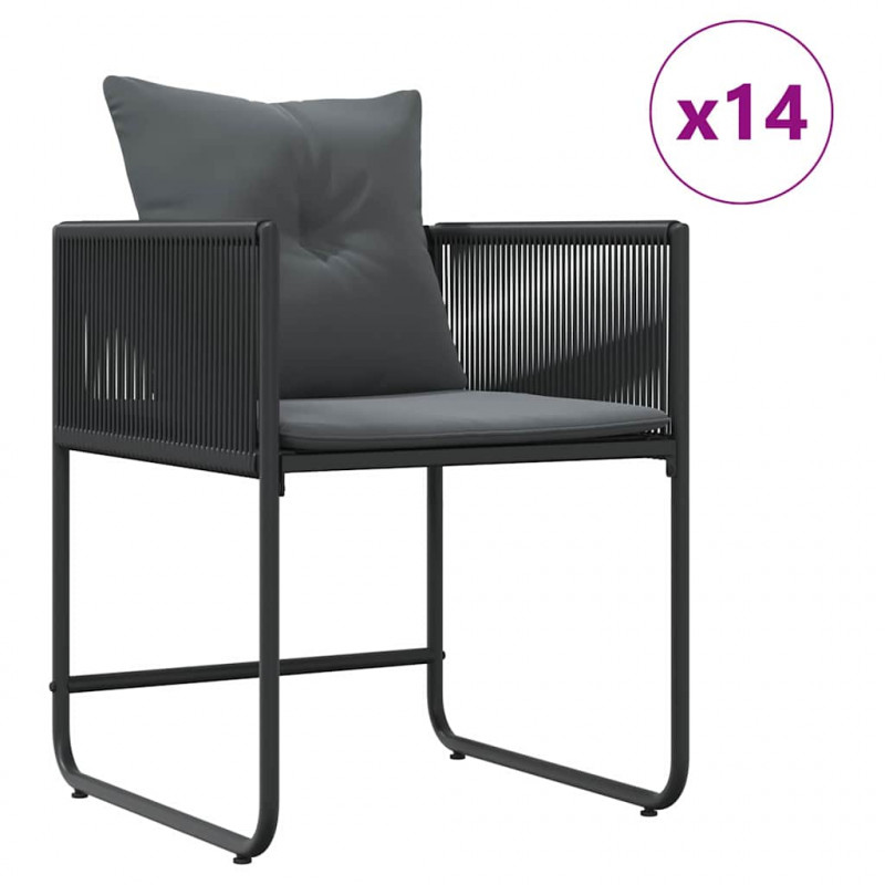Zestaw do jadalni w ogrodzie 15 pcs Czarny Stal