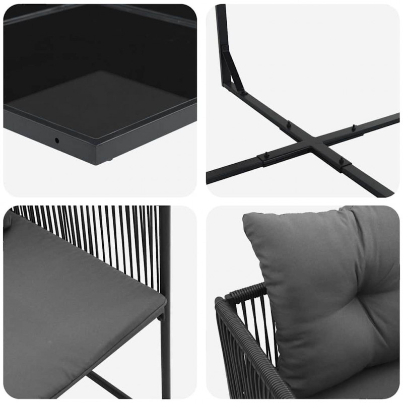 Zestaw do jadalni w ogrodzie 15 pcs Czarny Stal