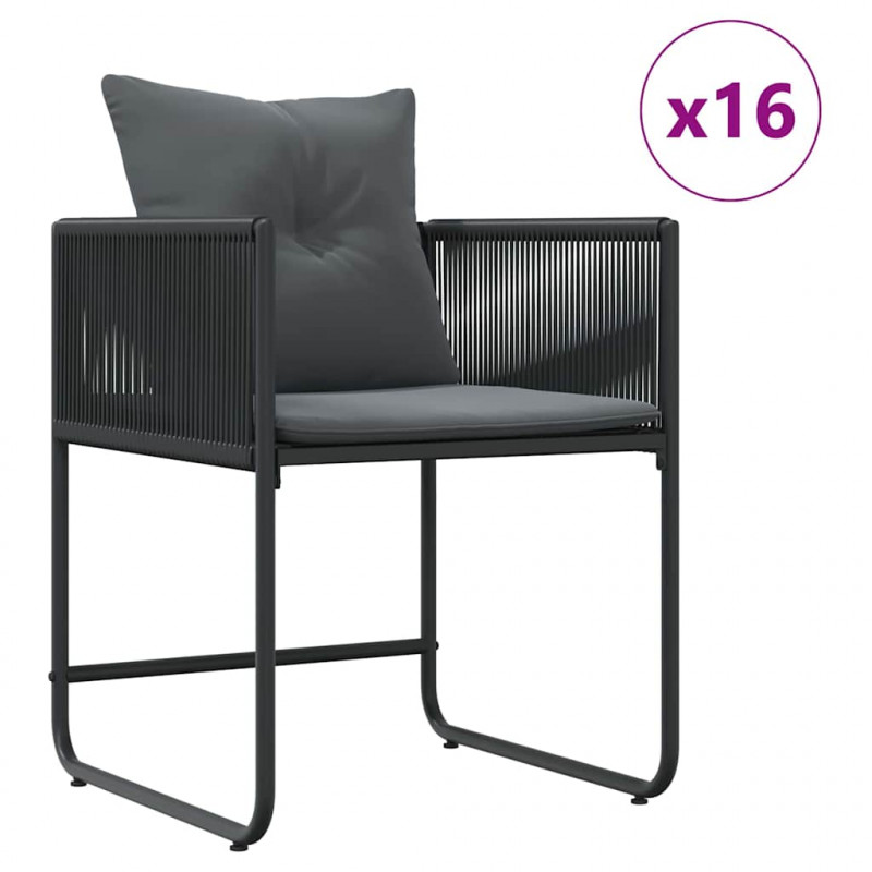 Zestaw do jadalni w ogrodzie 17 pcs Czarny Stal