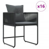 Zestaw do jadalni w ogrodzie 17 pcs Czarny Stal