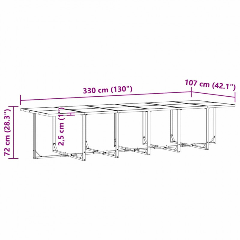 Zestaw do jadalni w ogrodzie 17 pcs Czarny Stal