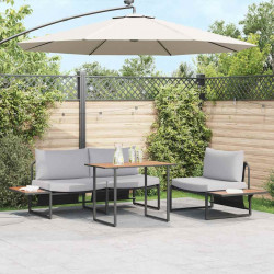 Zestaw do jadalni w ogrodzie 3 pcs Jasnoszary Stal