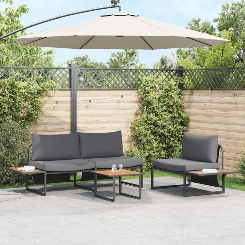 Zestaw do jadalni w ogrodzie 3 pcs Antracyt Stal