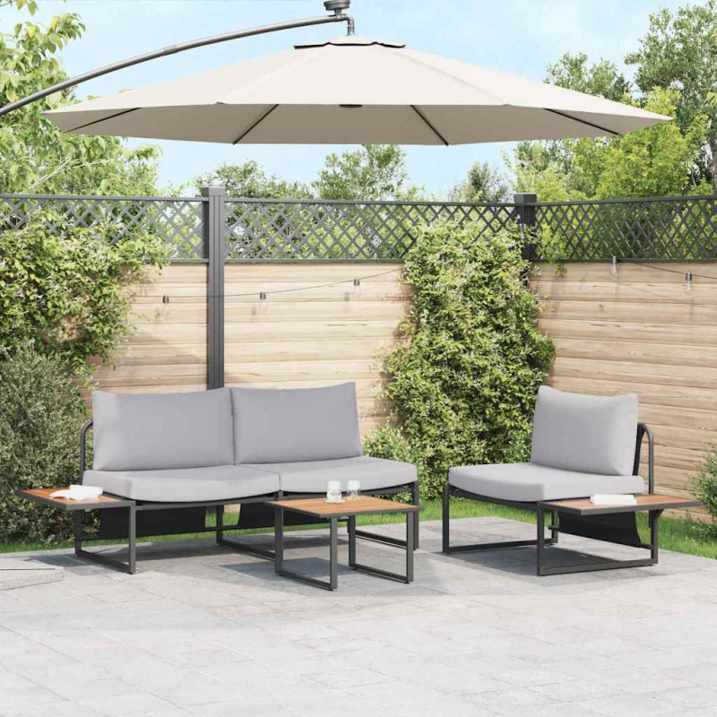 Zestaw do jadalni w ogrodzie 3 pcs Jasnoszary Stal