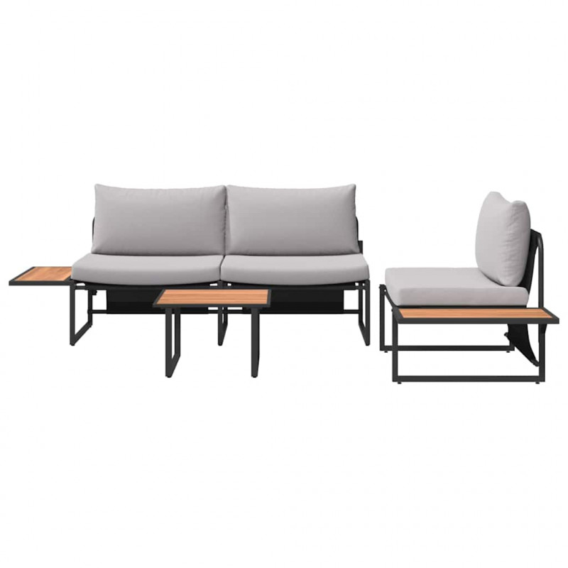 Zestaw do jadalni w ogrodzie 3 pcs Jasnoszary Stal