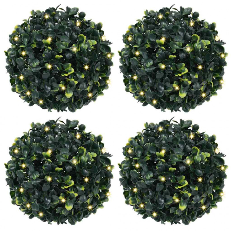 Sztuczne kule bukszpanowe z diodami LED 4 szt. Zielone 12 cm