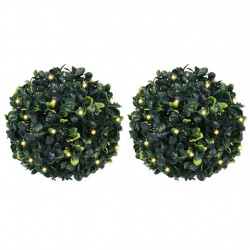Sztuczne kule bukszpanowe z diodami LED 2 szt. Zielone 22 cm