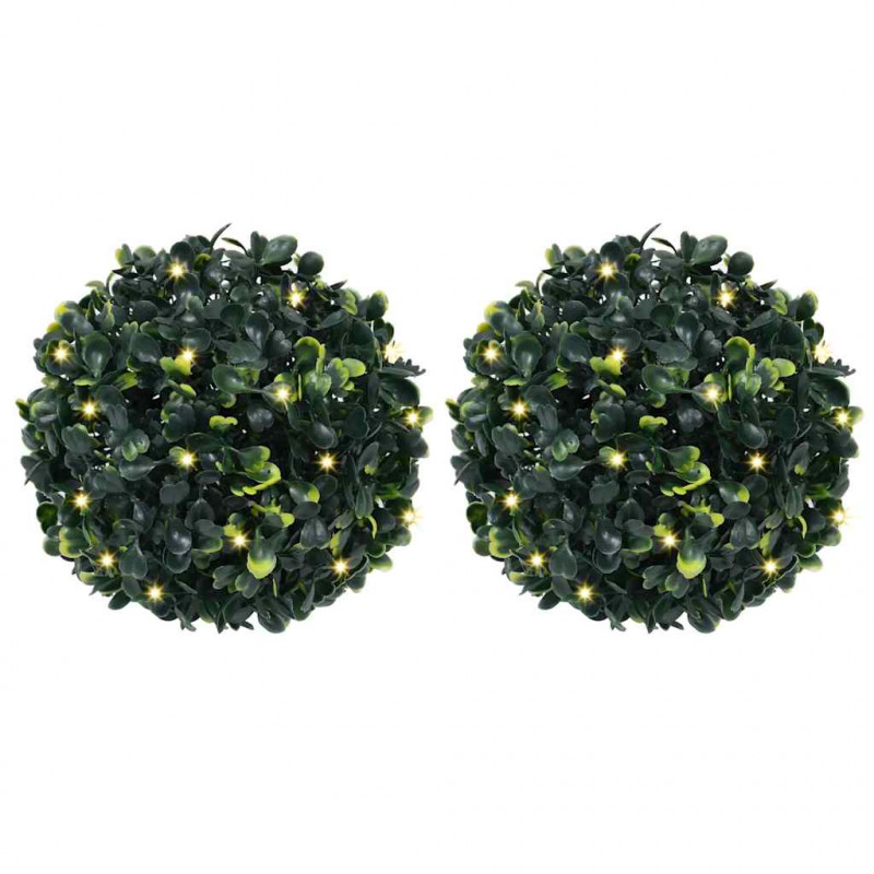 Sztuczne kule bukszpanowe z diodami LED 2 szt. Zielone 22 cm