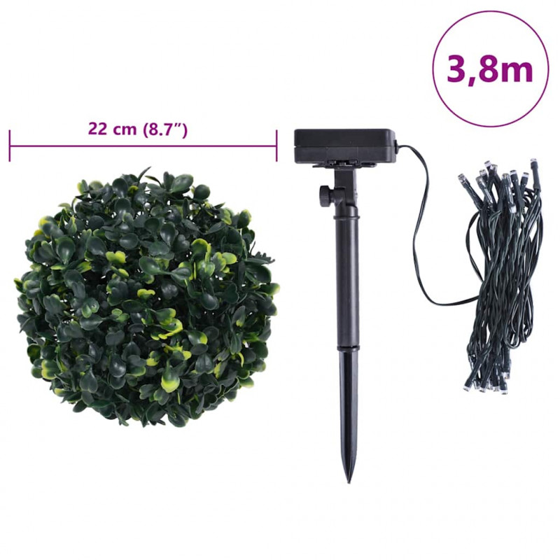 Sztuczne kule bukszpanowe z diodami LED 2 szt. Zielone 22 cm