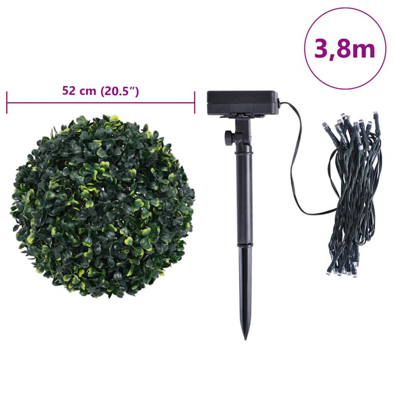 Sztuczne kule bukszpanowe z diodami LED 2 szt. Zielone 52 cm