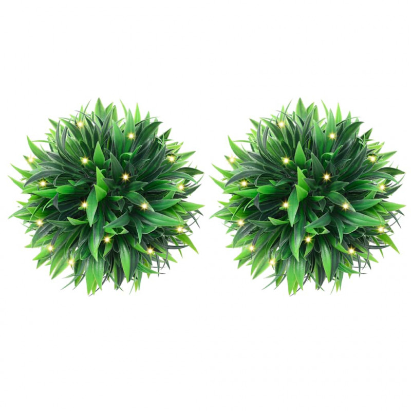 Sztuczne kule bukszpanowe z diodami LED 2 szt. Zielone 20 cm