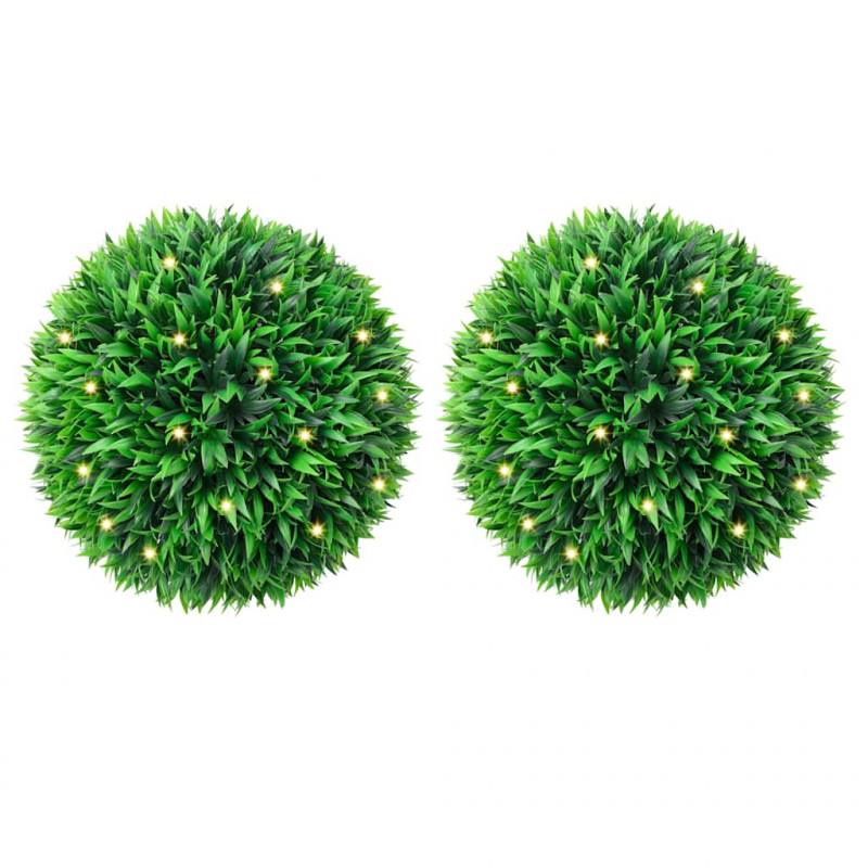 Sztuczne kule bukszpanowe z diodami LED 2 szt. Zielone 38 cm