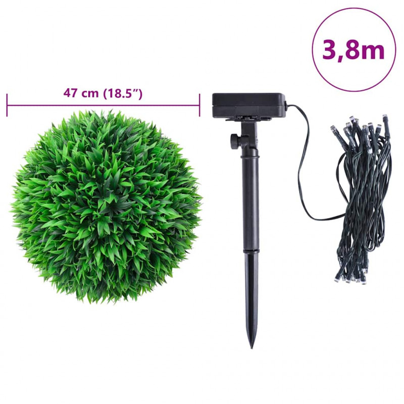 Sztuczne kule bukszpanowe z diodami LED 2 szt. Zielone 47 cm