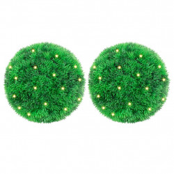 Sztuczne kule bukszpanowe z diodami LED 2 szt. Zielone 22 cm