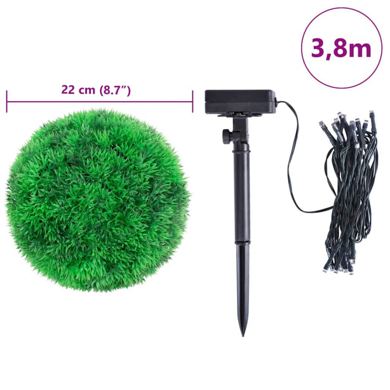 Sztuczne kule bukszpanowe z diodami LED 2 szt. Zielone 22 cm