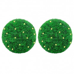 Sztuczne kule bukszpanowe z diodami LED 2 szt. Zielone 27 cm