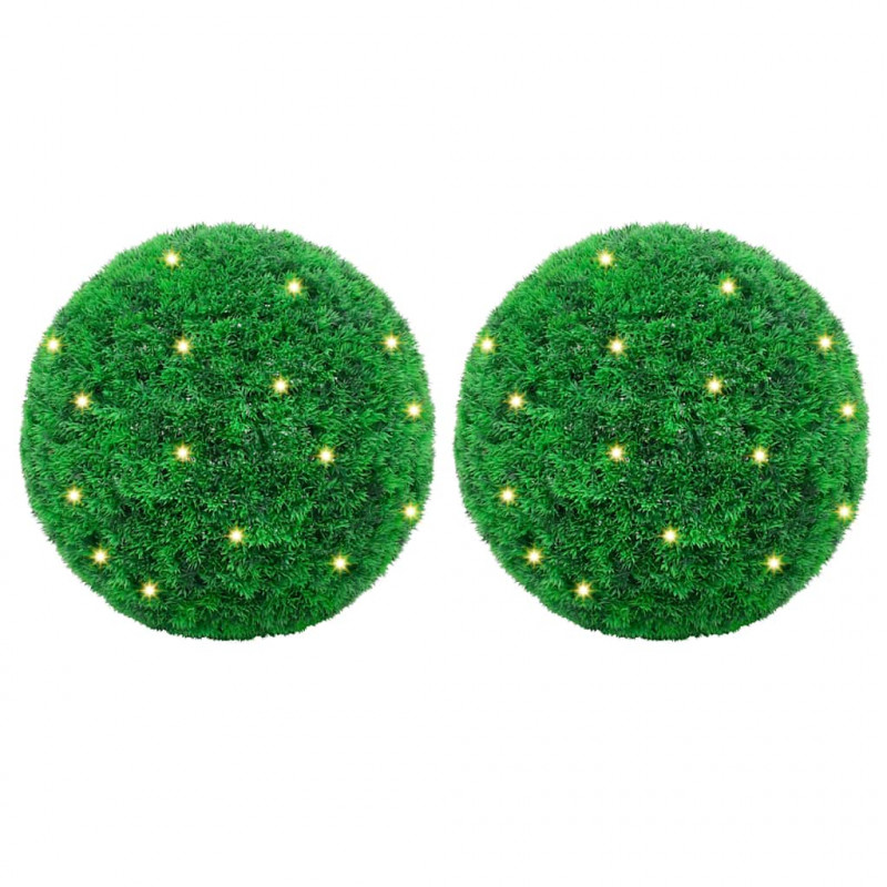 Sztuczne kule bukszpanowe z diodami LED 2 szt. Zielone 27 cm
