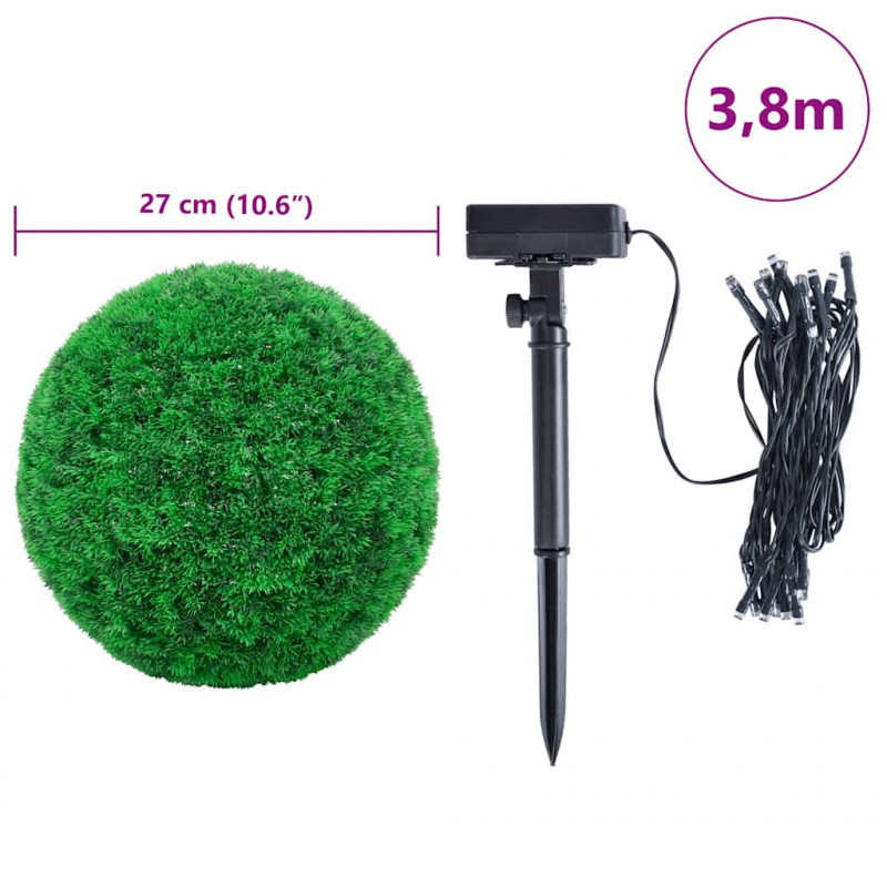 Sztuczne kule bukszpanowe z diodami LED 2 szt. Zielone 27 cm