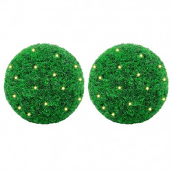 Sztuczne kule bukszpanowe z diodami LED 2 szt. Zielone 45 cm