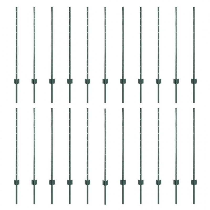 Słupek ogrodzeniowy. 22 pcs Zielony 140 cm Stal