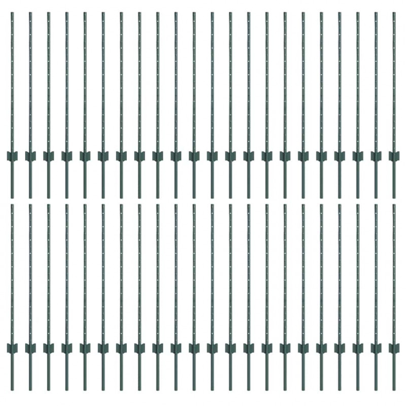 Słupek ogrodzeniowy. 44 pcs Zielony 140 cm Stal