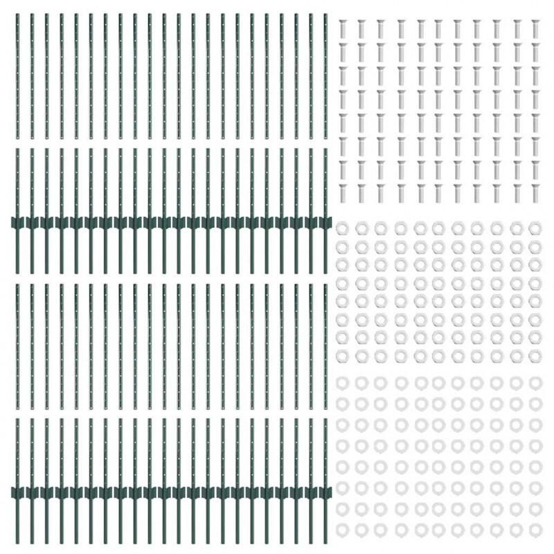 Słupek ogrodzeniowy. 44 pcs Zielony 140 cm Stal