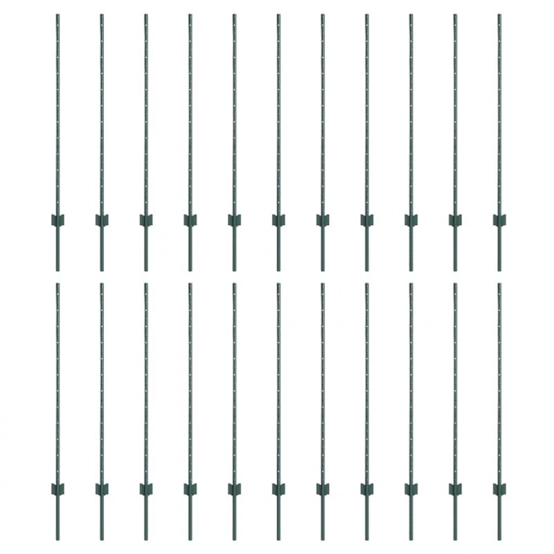 Słupek ogrodzeniowy. 22 pcs Zielony 160 cm Stal