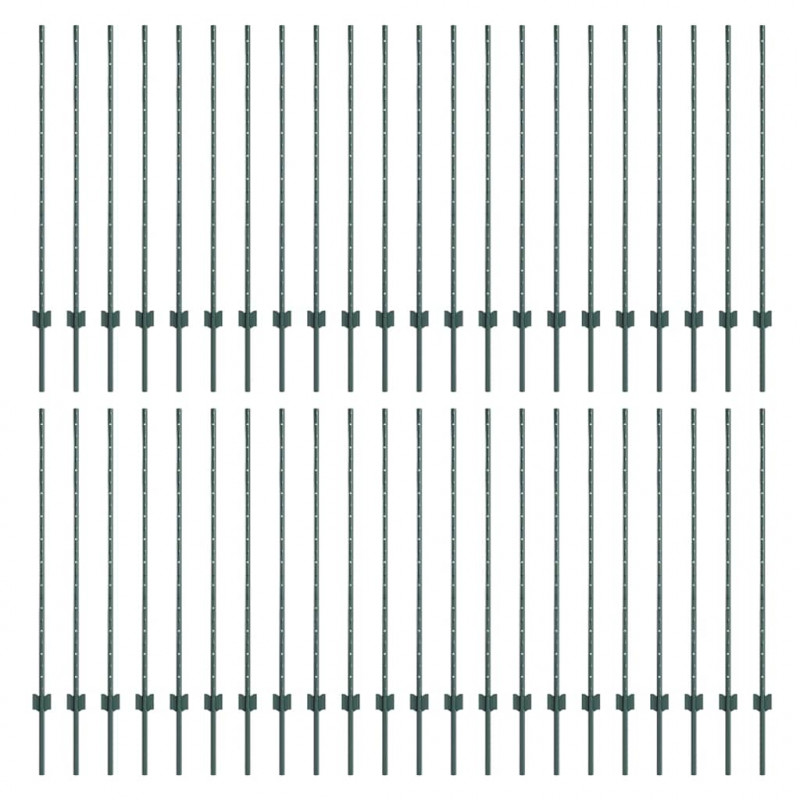 Słupek ogrodzeniowy. 44 pcs Zielony 160 cm Stal