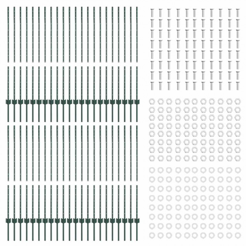 Słupek ogrodzeniowy. 44 pcs Zielony 160 cm Stal
