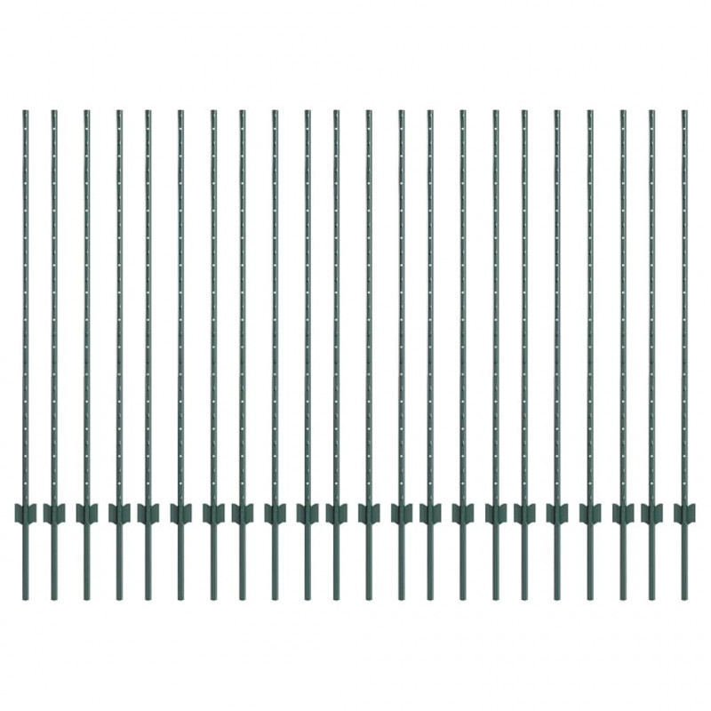 Słupek ogrodzeniowy. 22 pcs Zielony 180 cm Stal