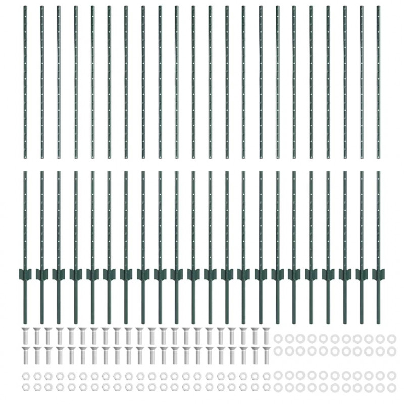Słupek ogrodzeniowy. 22 pcs Zielony 180 cm Stal