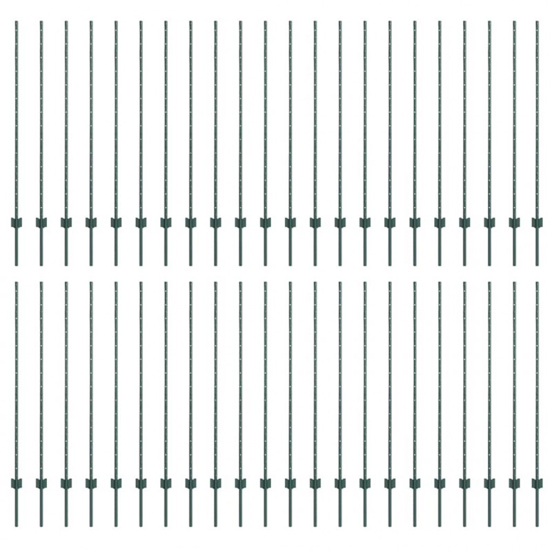 Słupek ogrodzeniowy. 44 pcs Zielony 180 cm Stal