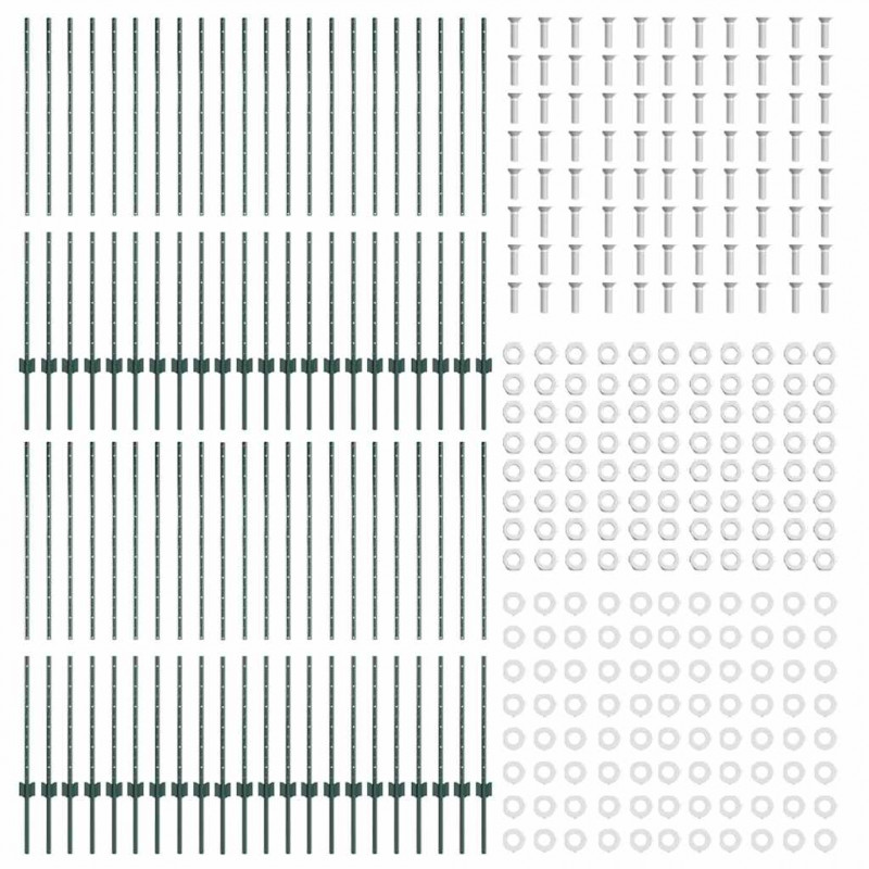 Słupek ogrodzeniowy. 44 pcs Zielony 180 cm Stal