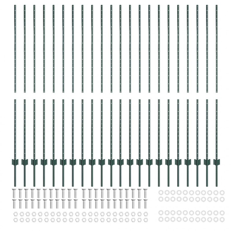 Słupek ogrodzeniowy. 22 pcs Zielony 200 cm Stal