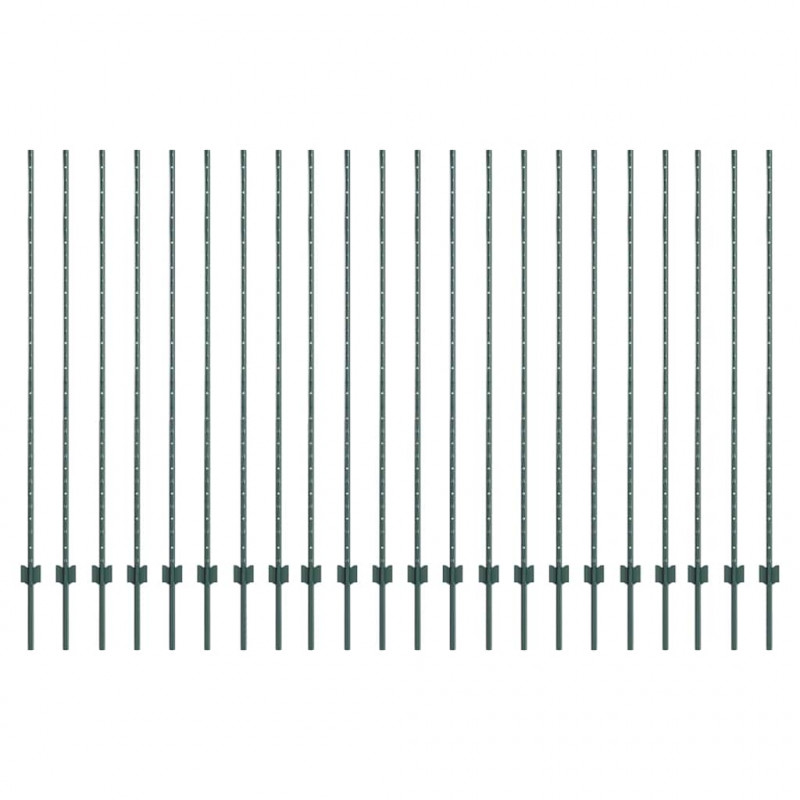 Słupek ogrodzeniowy. 22 pcs Zielony 200 cm Stal
