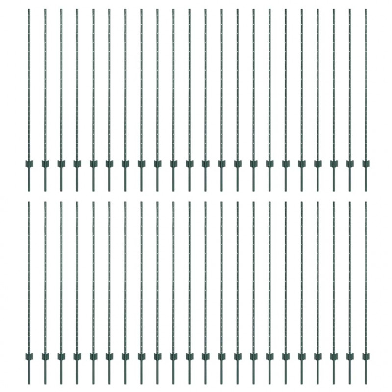Słupek ogrodzeniowy. 44 pcs Zielony 200 cm Stal