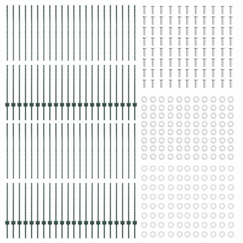 Słupek ogrodzeniowy. 44 pcs Zielony 200 cm Stal