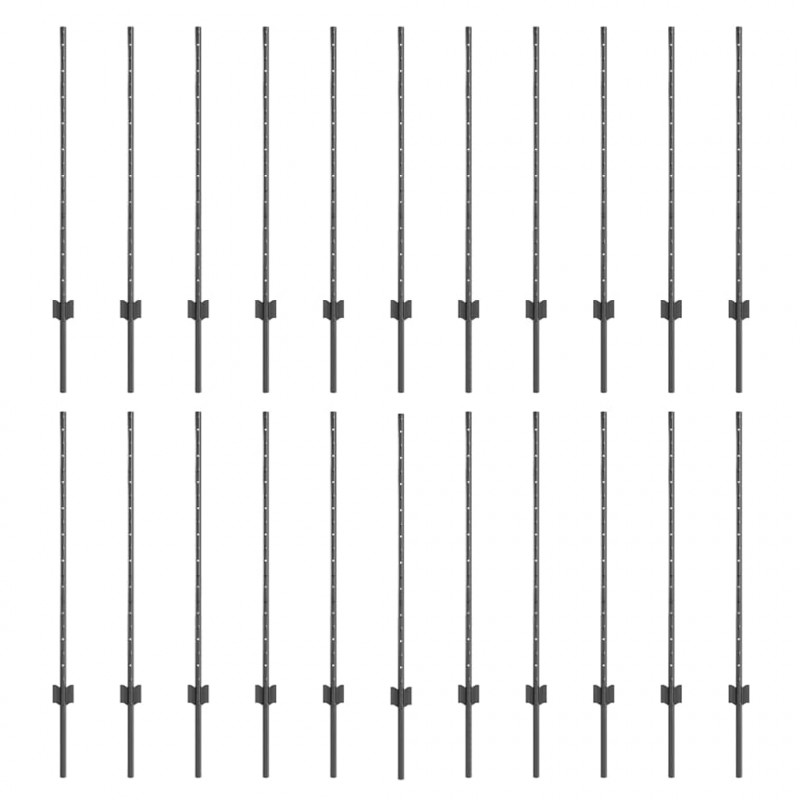 Słupek ogrodzeniowy. 22 pcs Szary 140 cm Stal