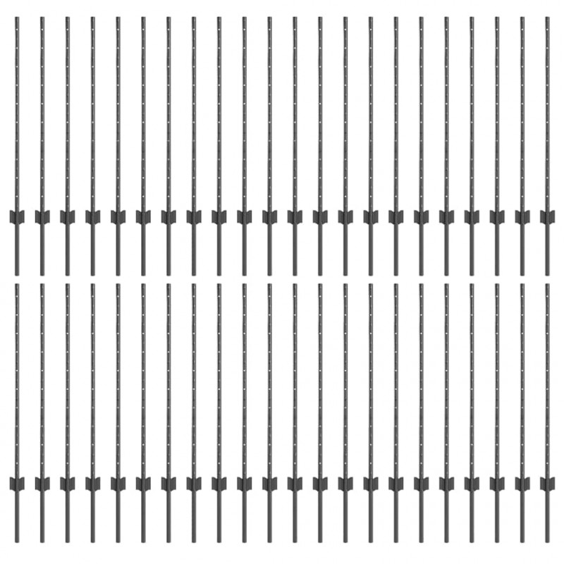 Słupek ogrodzeniowy. 44 pcs Szary 140 cm Stal